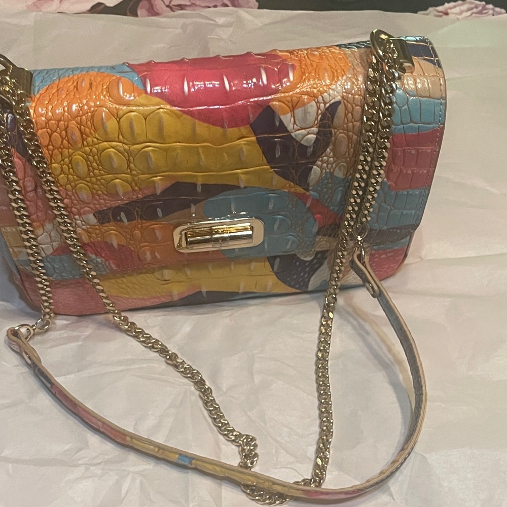 Brahmin Multicolor Crocodile-Embossed Shoulder Bag